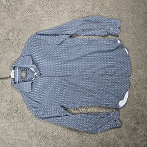 WRK Shirt Mens 16 Blue ButtonUp Patterned Collared‎ Modern Stretch Workwear